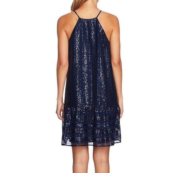 💙CECE💙Sleeveless Ruffle Squin Shift Dress - Picture 2 of 7